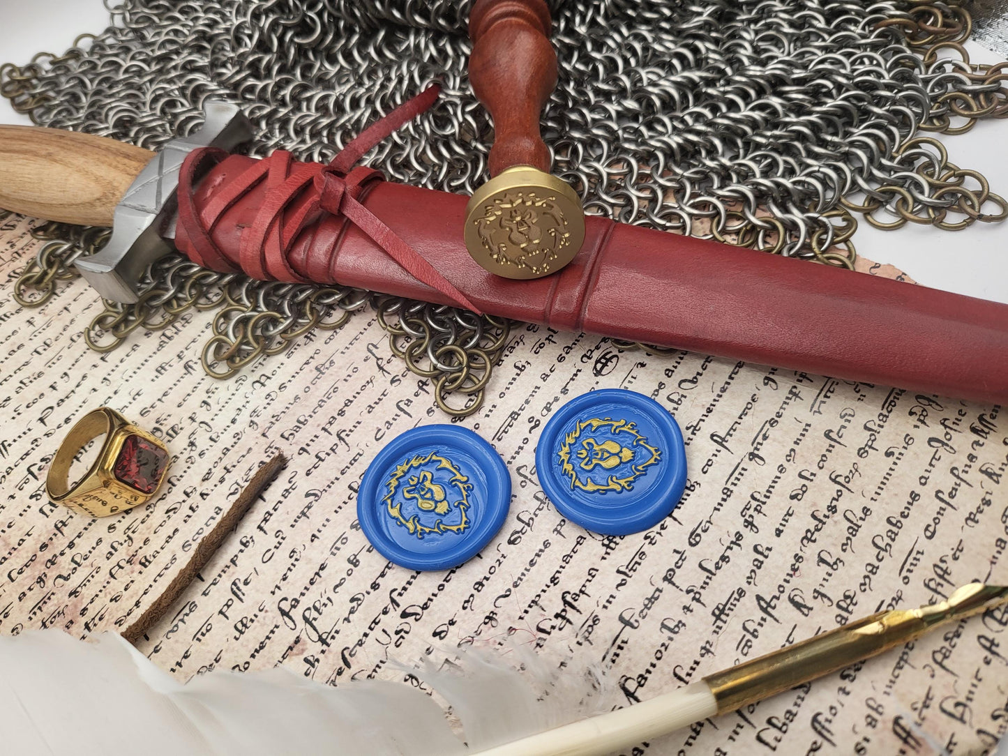 World of Warcraft - Kingdom of Stormwind and Alliance Coat of Arms - Wax Seal - Vanilla Version - NobleSeals