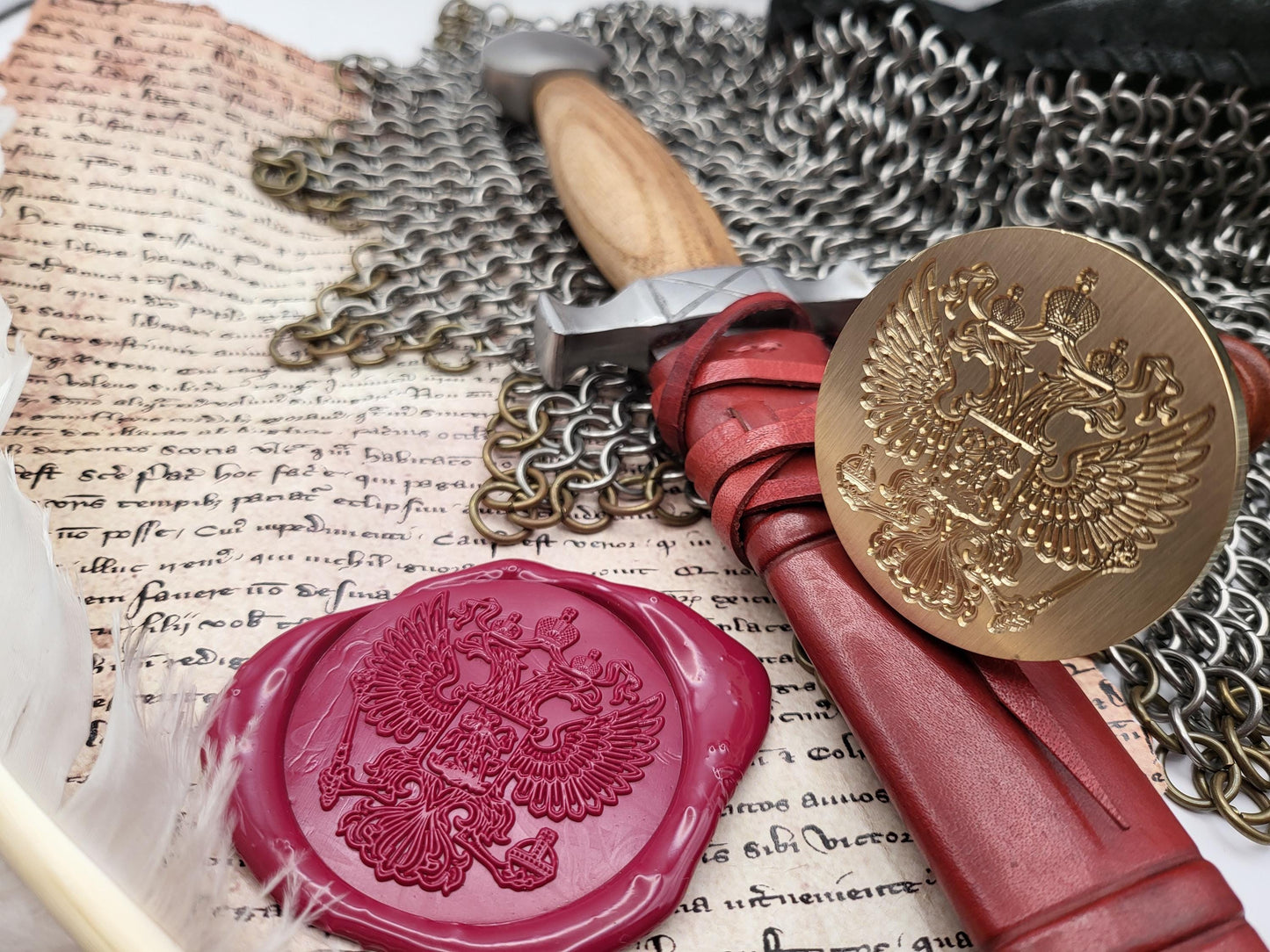 Imperial Russian Coat of Arms Wax Seal – Double-Headed Eagle with Saint George