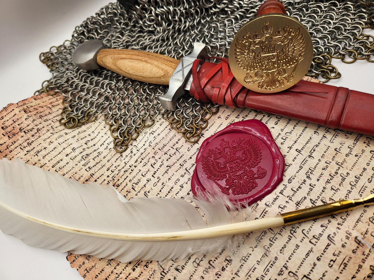 Imperial Russian Coat of Arms Wax Seal – Double-Headed Eagle with Saint George