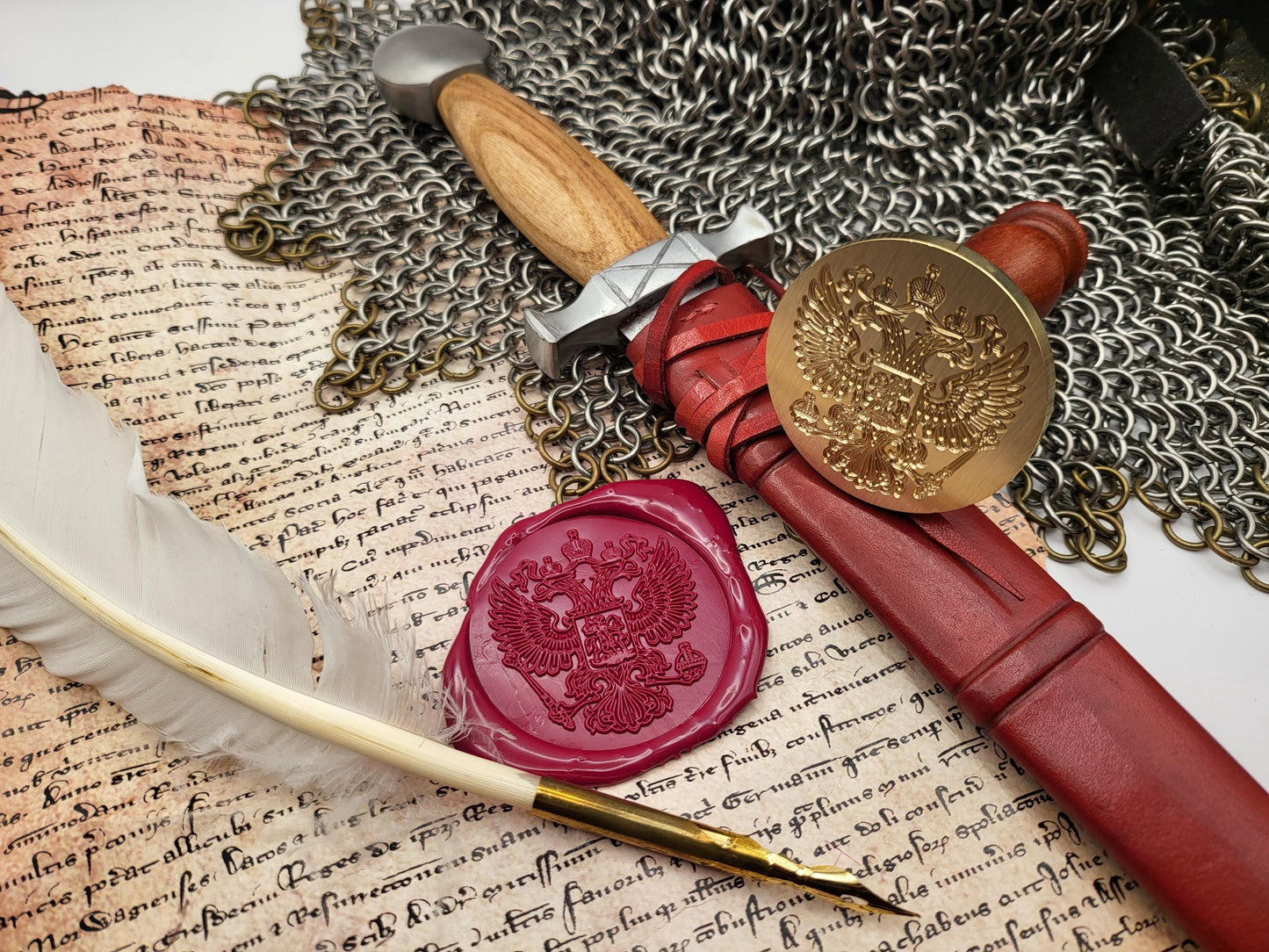 Imperial Russian Coat of Arms Wax Seal – Double-Headed Eagle with Saint George