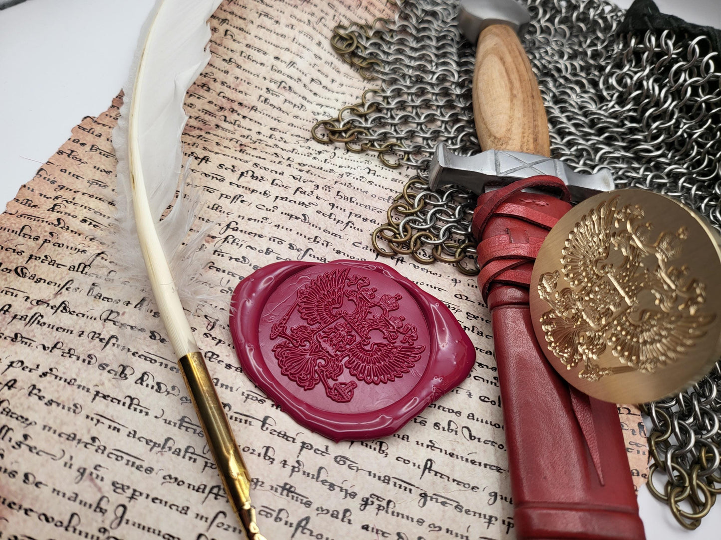 Imperial Russian Coat of Arms Wax Seal – Double-Headed Eagle with Saint George