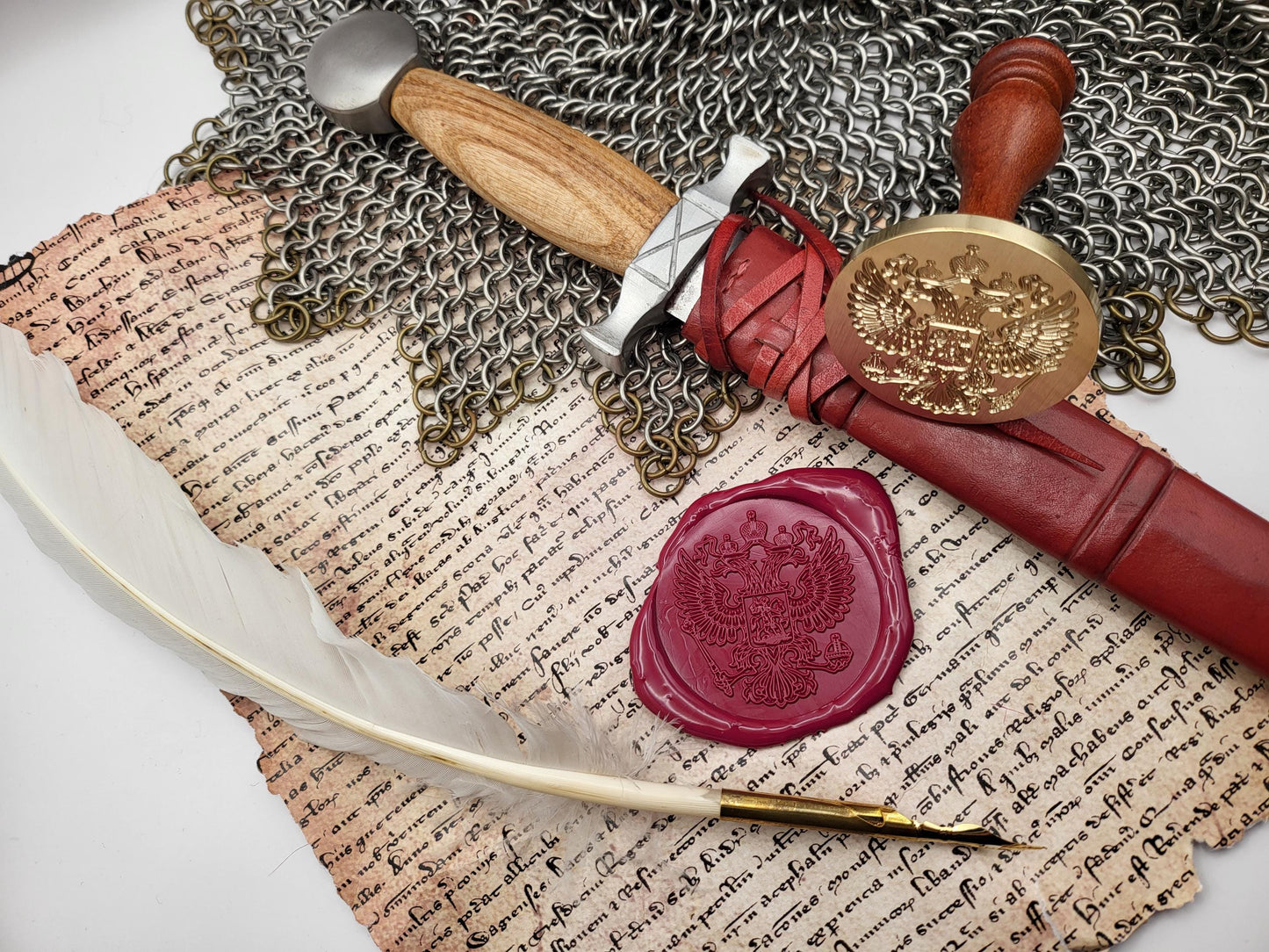Imperial Russian Coat of Arms Wax Seal – Double-Headed Eagle with Saint George