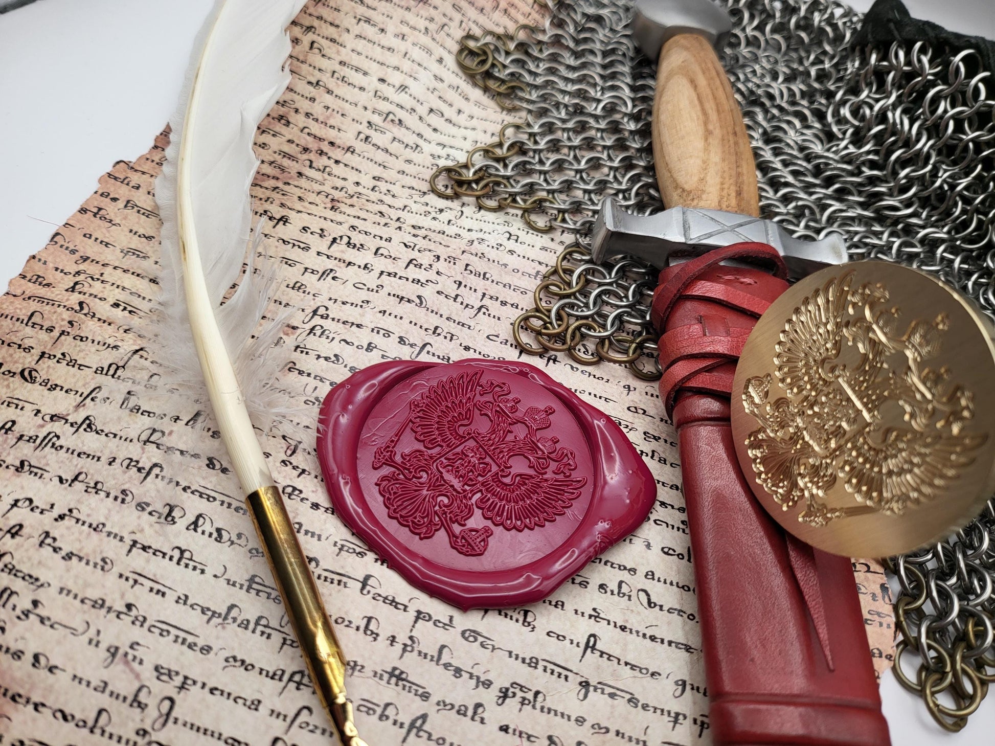 Imperial Russian Coat of Arms Wax Seal – Double-Headed Eagle with Saint George