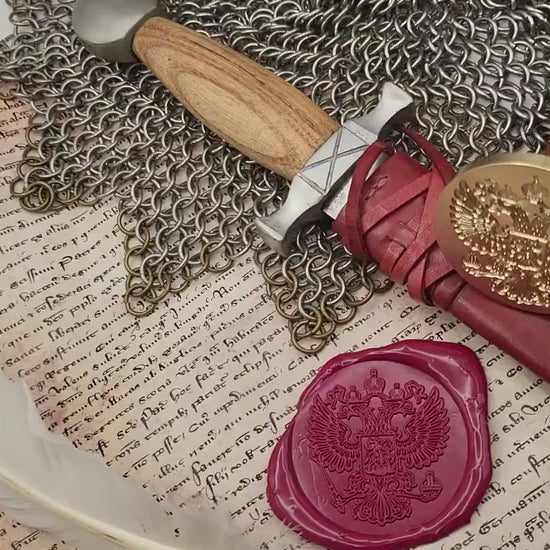 Imperial Russian Coat of Arms Wax Seal – Double-Headed Eagle with Saint George