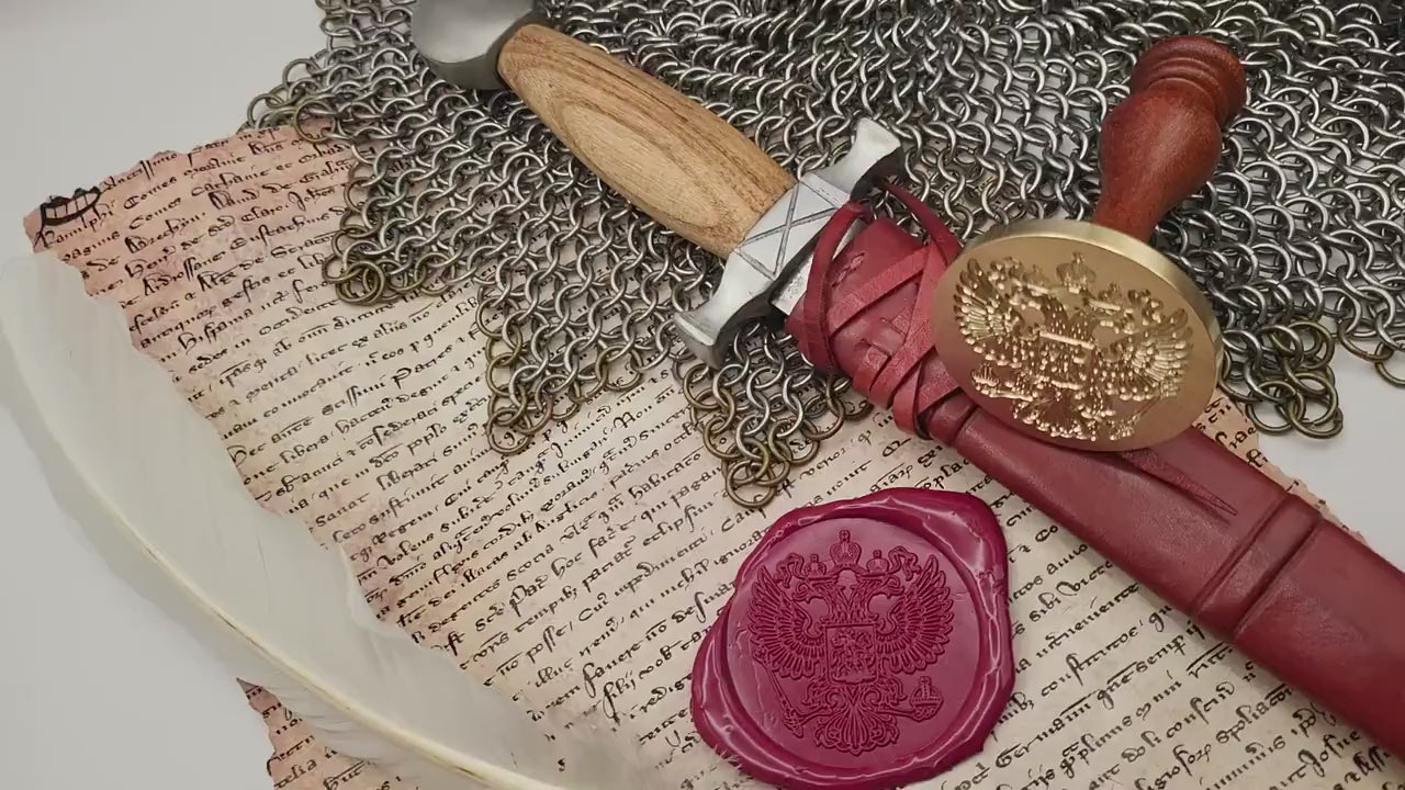 Imperial Russian Coat of Arms Wax Seal – Double-Headed Eagle with Saint George