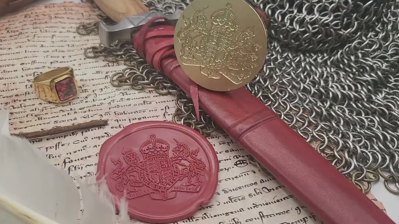 Royal Coat of Arms of the United Kingdom - The New Coat of Arms of King Charles - Wax Seal of the English Monarchy